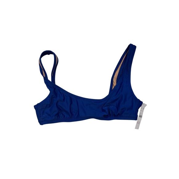 NWT J. Crew Heritage Scoop Neck‎ Bikini Top, Blue, Sz M - Picture 1 of 3